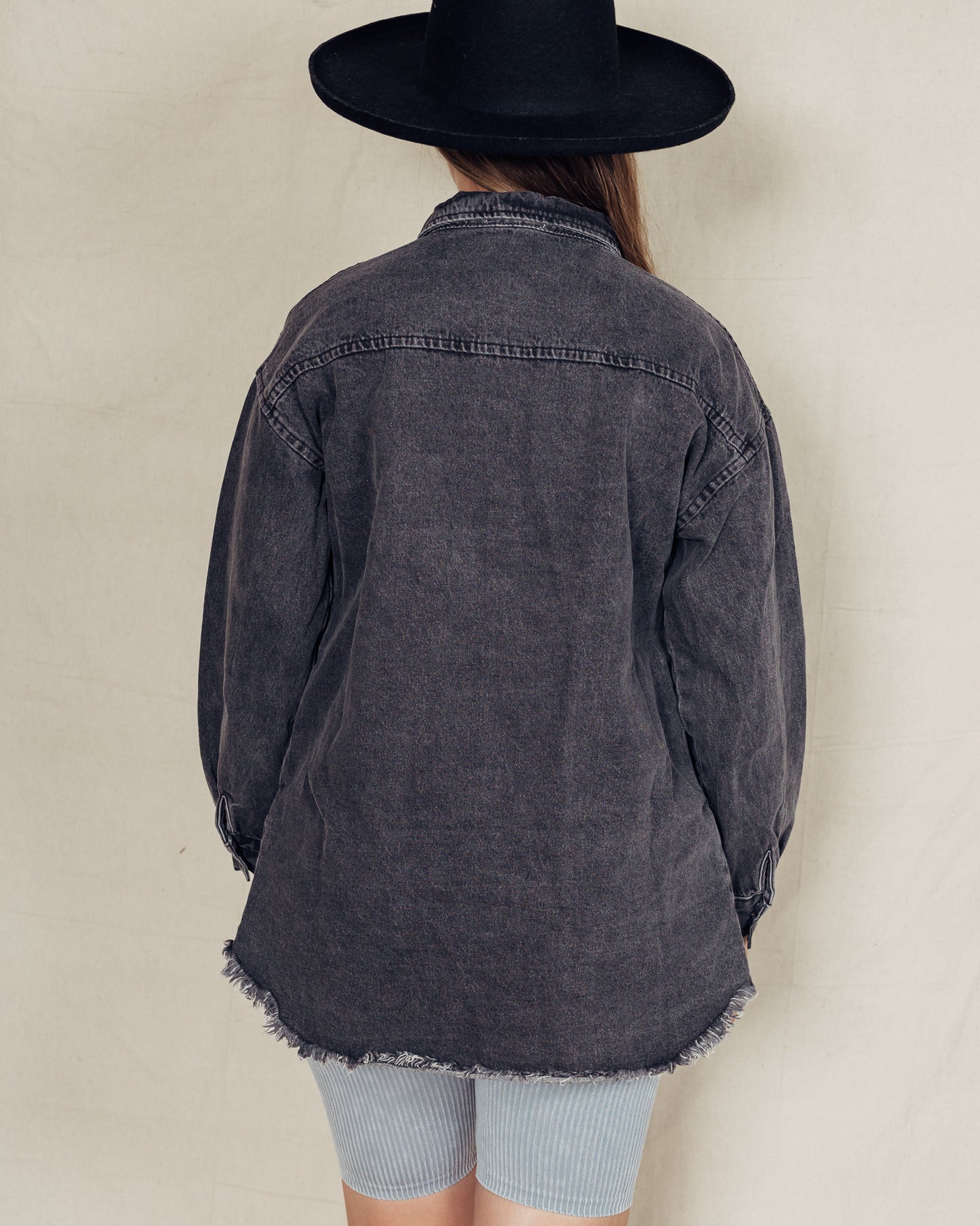 Denim Shacket || Black
