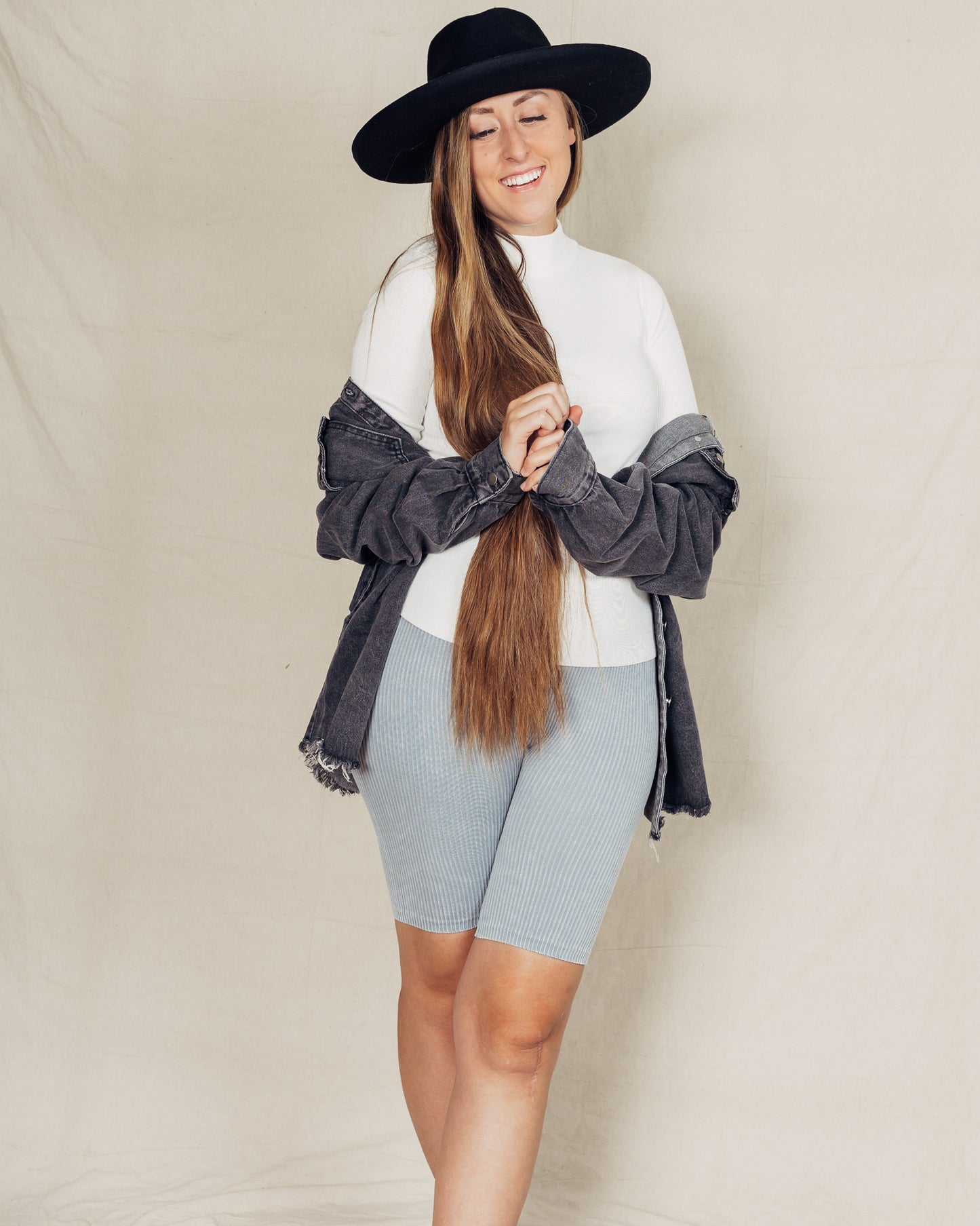 Denim Shacket || Black