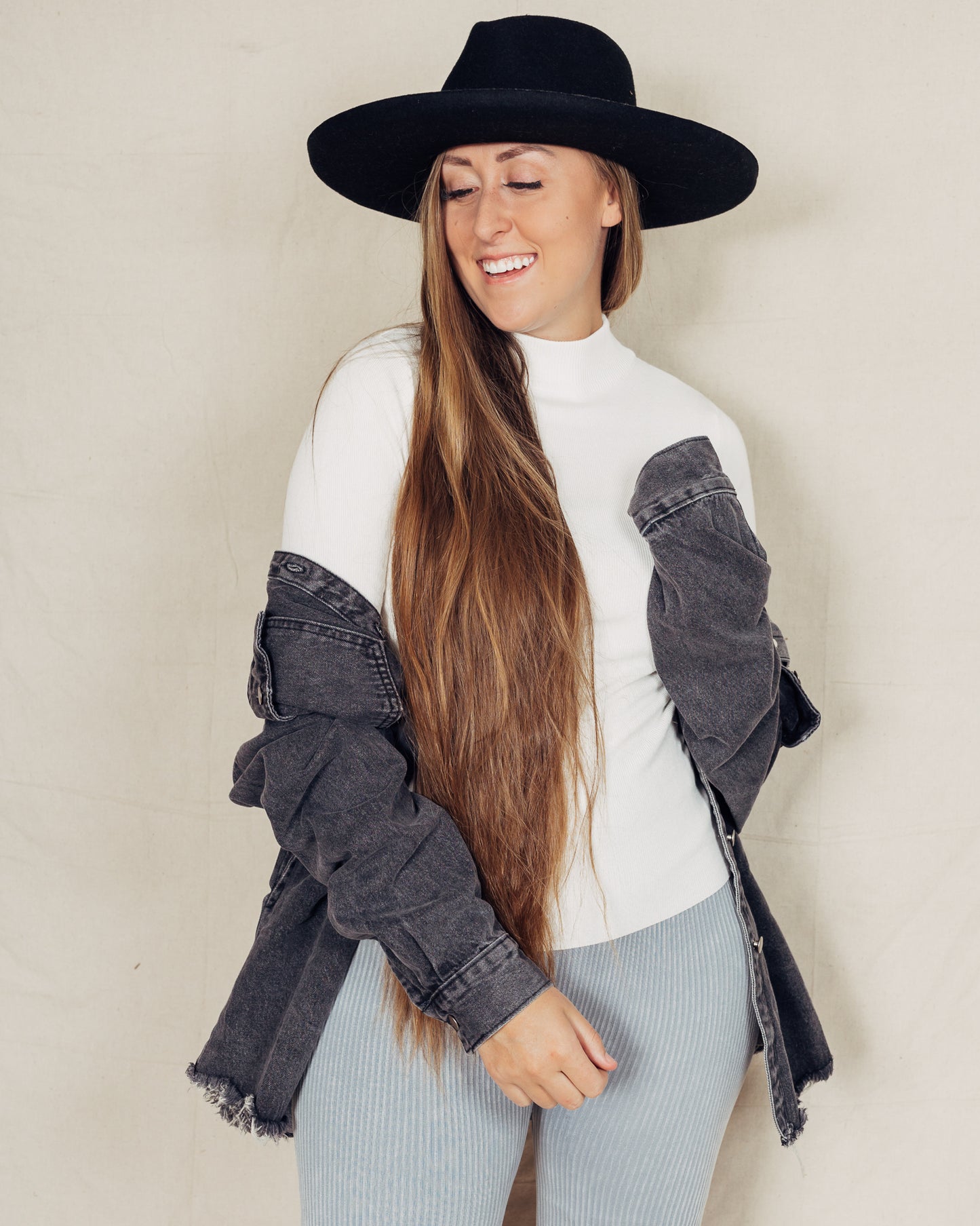 Denim Shacket || Black