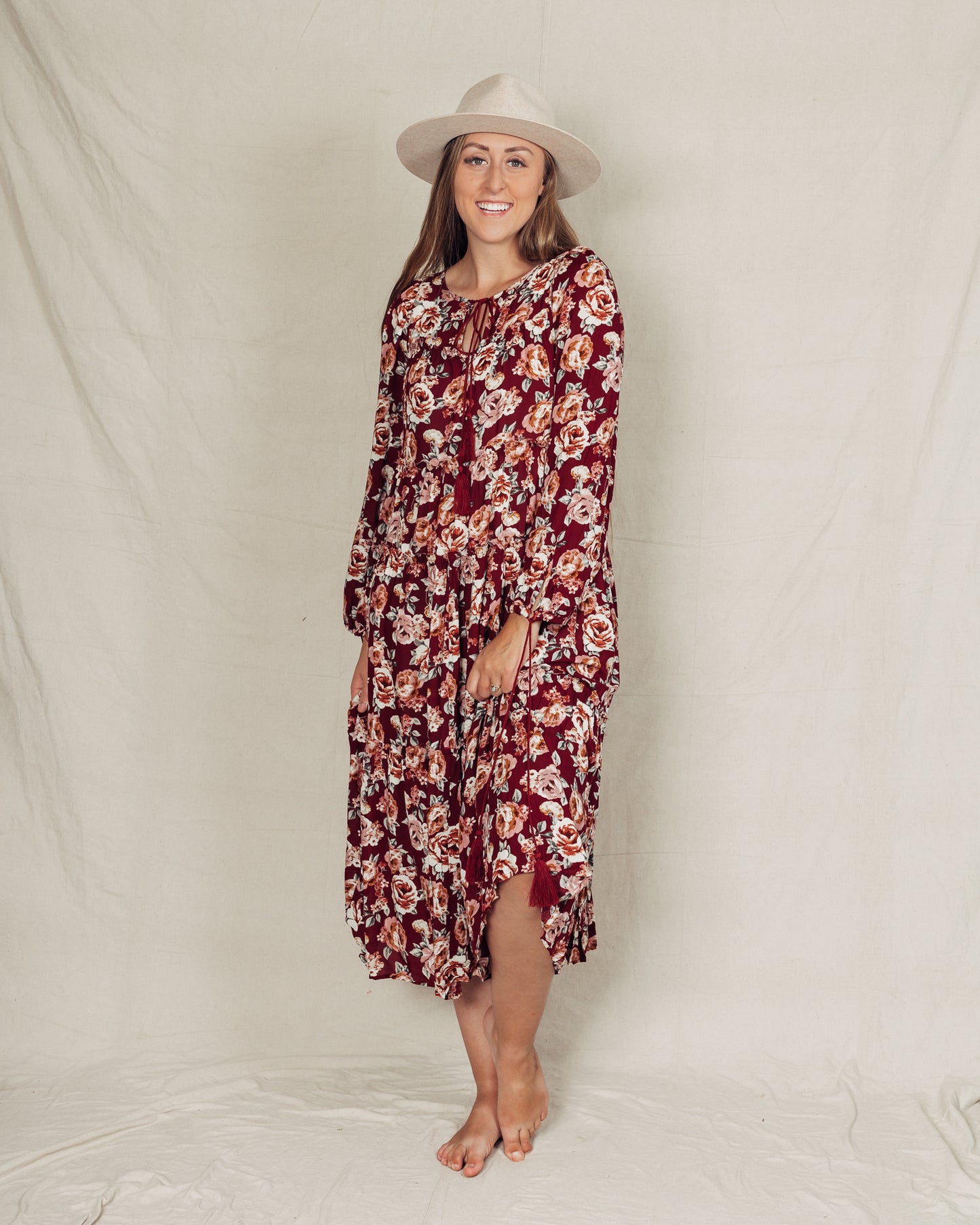 Ella Dress || Maroon