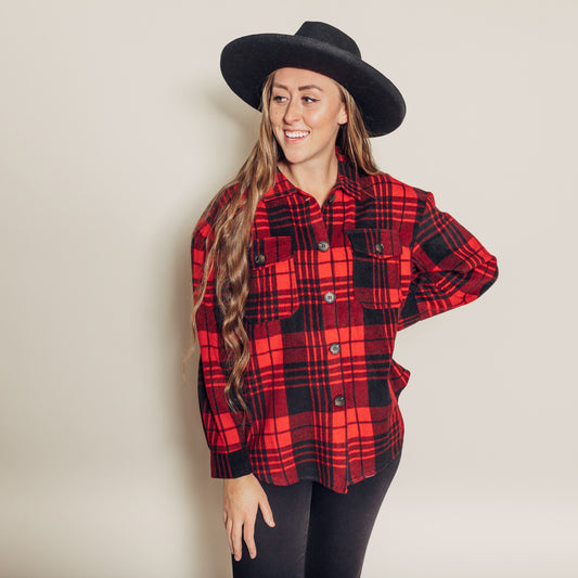 Pam Flannel Jacket || Red