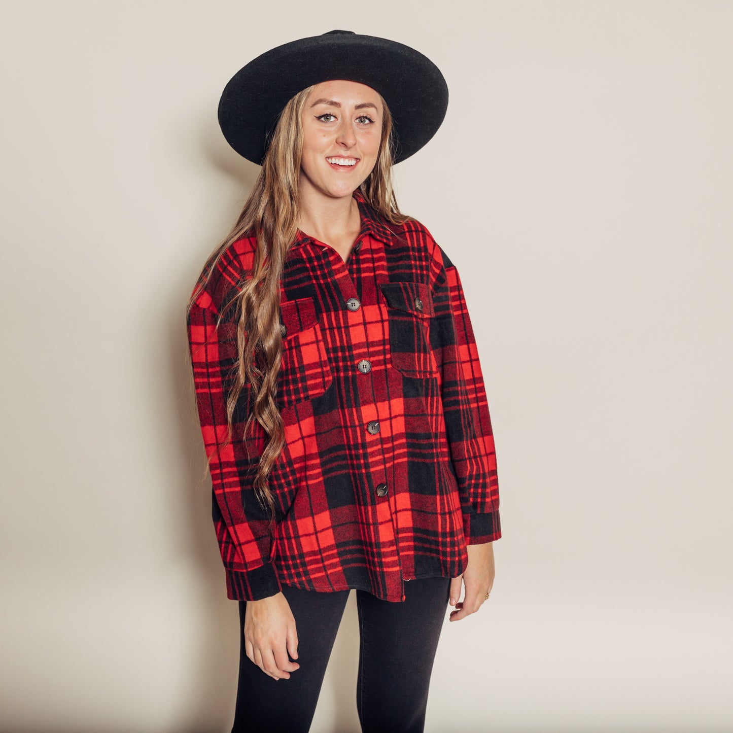 Pam Flannel Jacket || Red