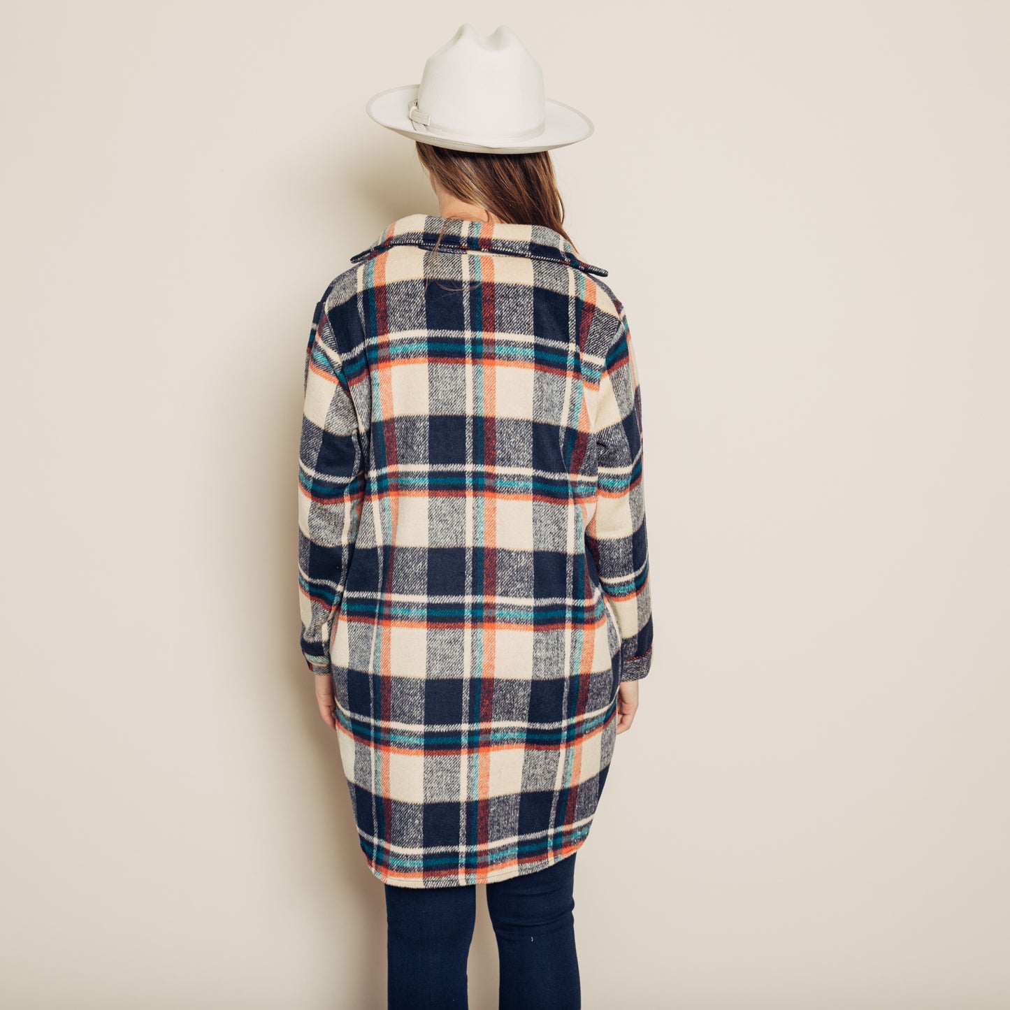 Perri Flannel Shacket || Navy + Tan