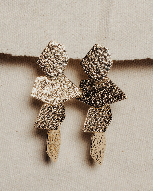 Hammered Geo Drop Earrings