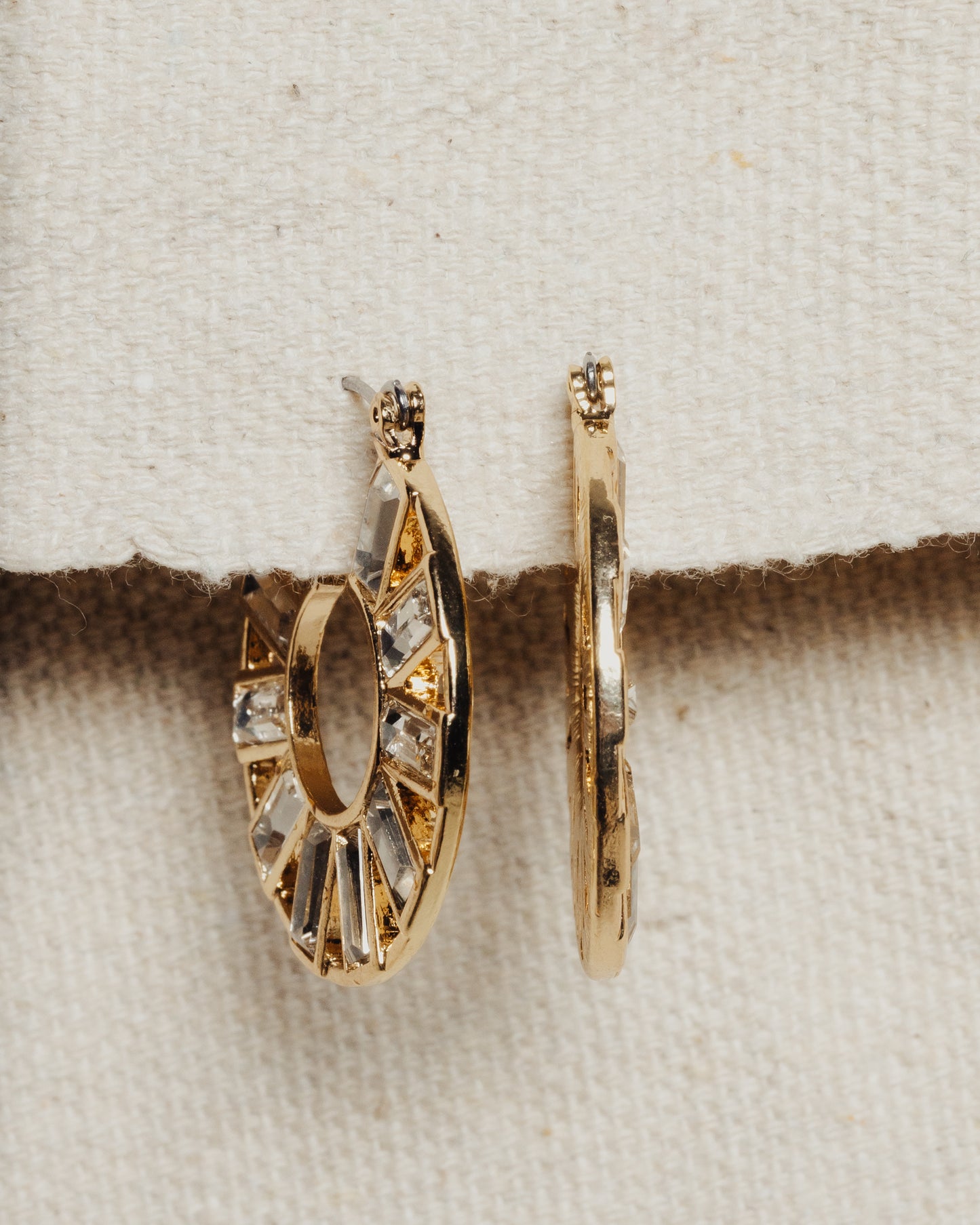 Circle Rhinestone Pincatch Hoop Earrings