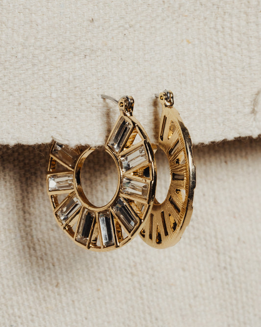 Circle Rhinestone Pincatch Hoop Earrings