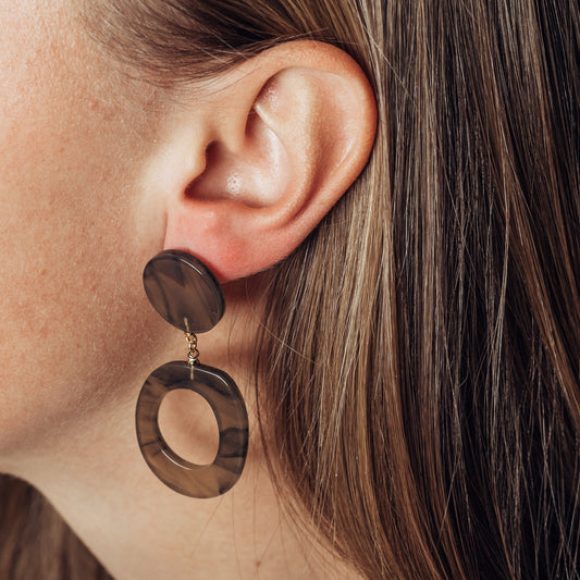 Gray Marbled Dangle Earrings