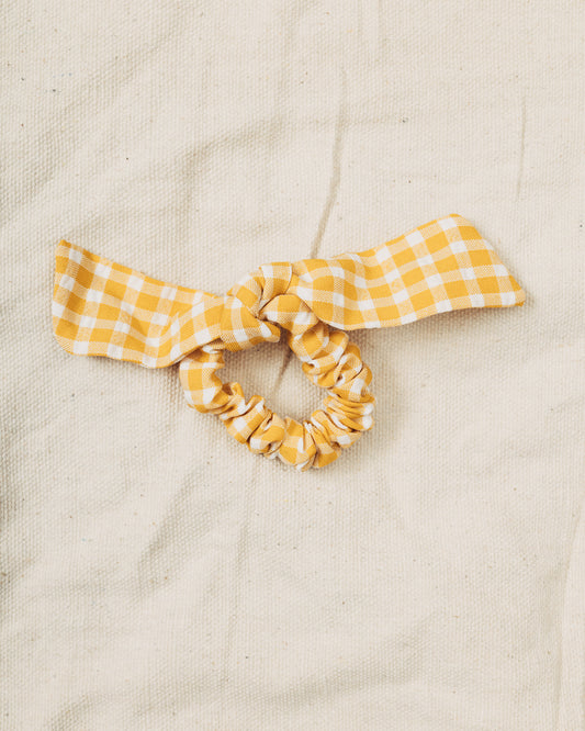 Yellow Gingham Bow Scrunchie