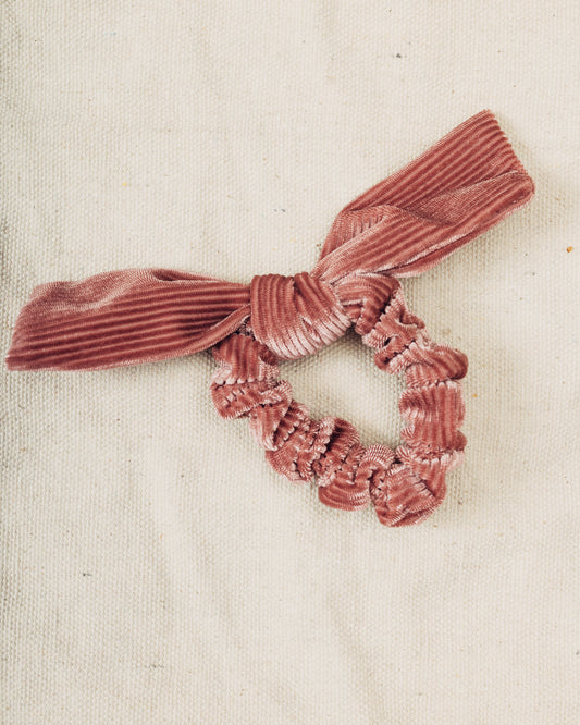 Pink Velvet Bow Scrunchie