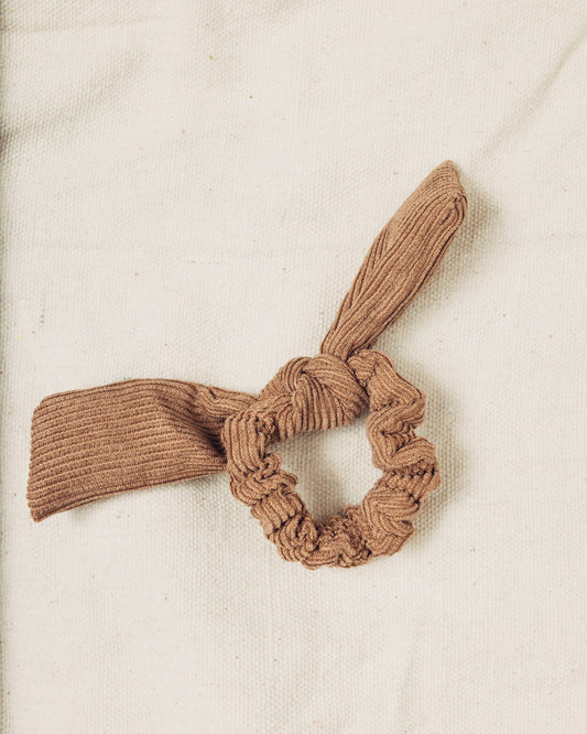 Tan Corduroy Bow Scrunchie