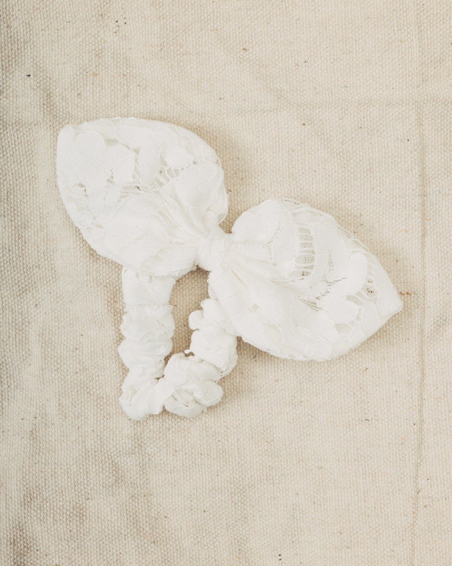 White Lace Bow Scrunchie