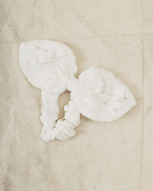 White Lace Bow Scrunchie