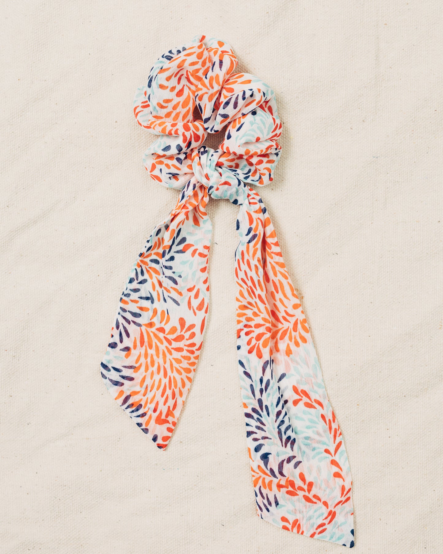 Blue, Pink and Orange Bow Scrunchie
