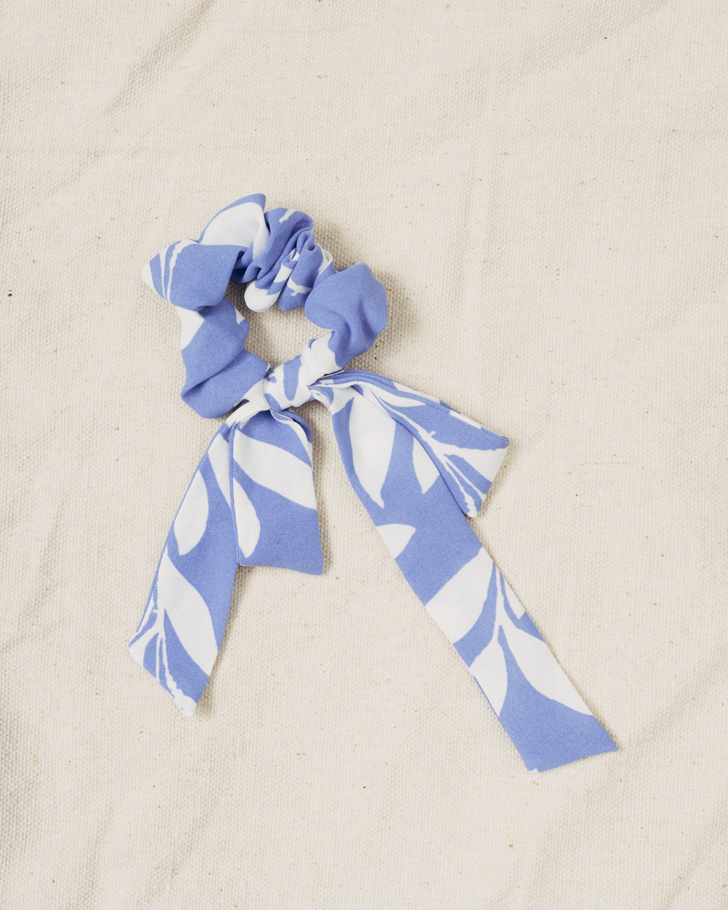 Blue and White Bow Scrunchie