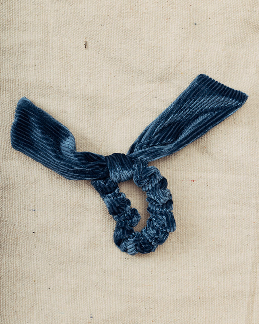 Blue Velvet Bow Scrunchie