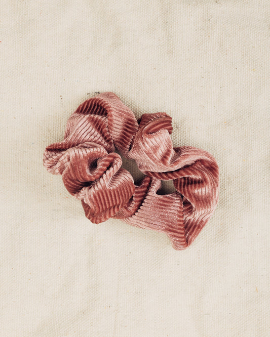 Mauve Striped Velvet Scrunchie