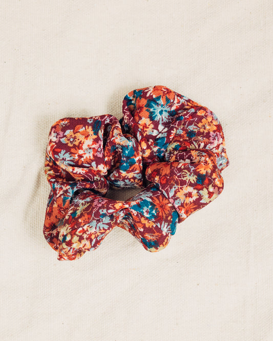 Maroon Floral Scrunchie
