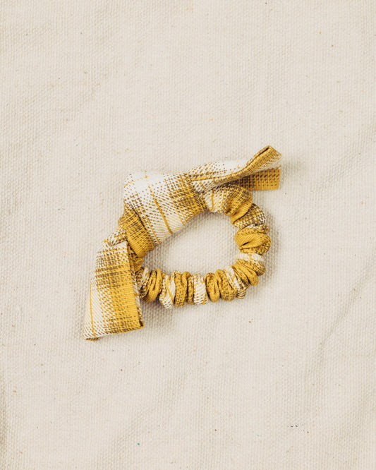 Mustard Plaid Bow Scrunchie