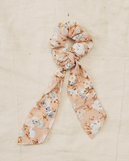 Pink and Blue Floral Bow Scrunchie