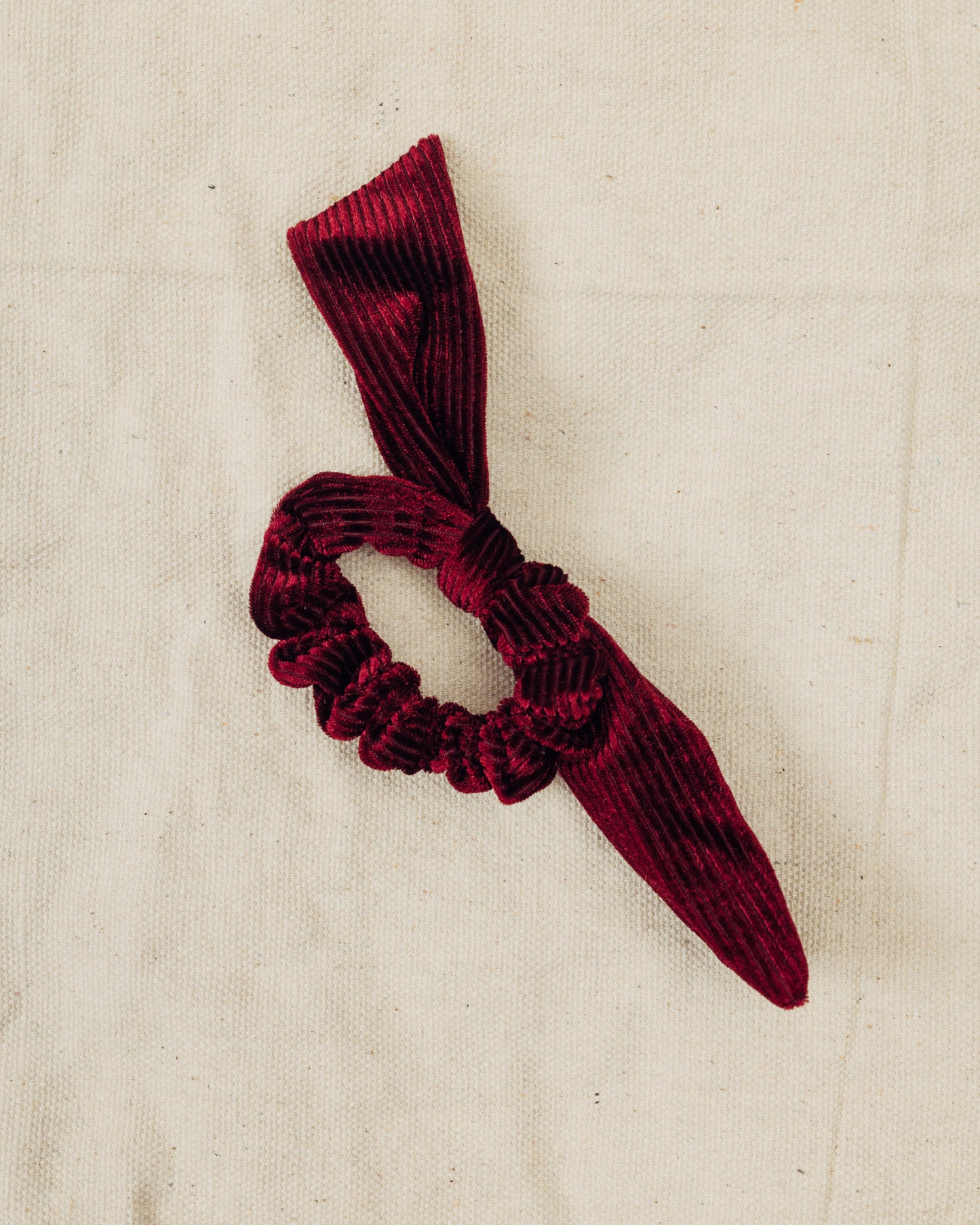 Maroon Velvet Bow Scrunchie