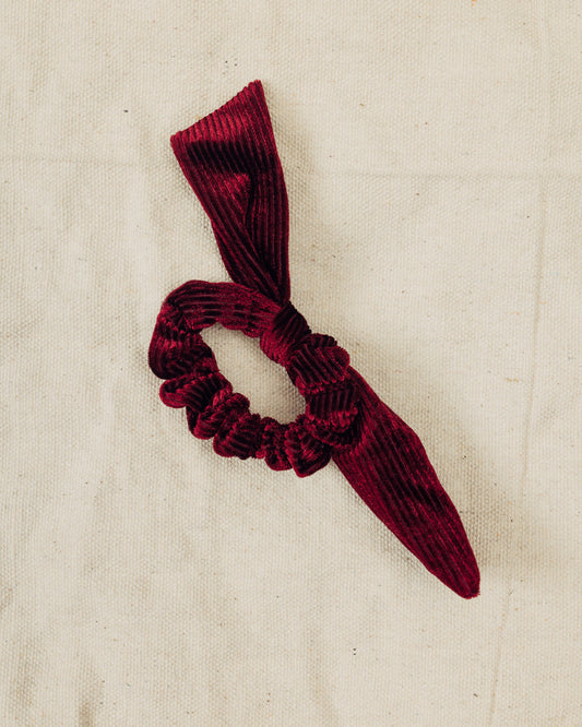 Maroon Velvet Bow Scrunchie