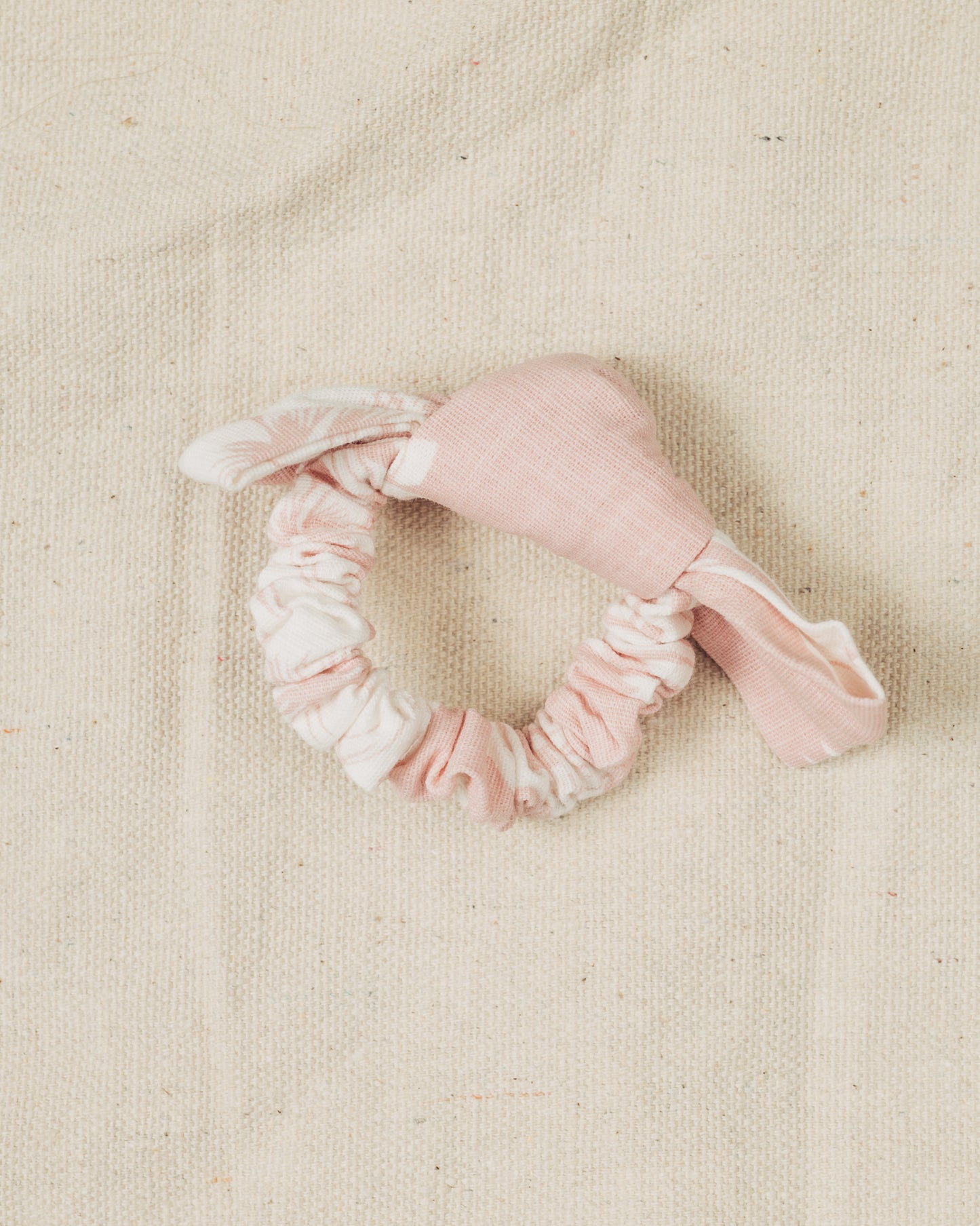 Pink and White Floral Bow Scrunchie