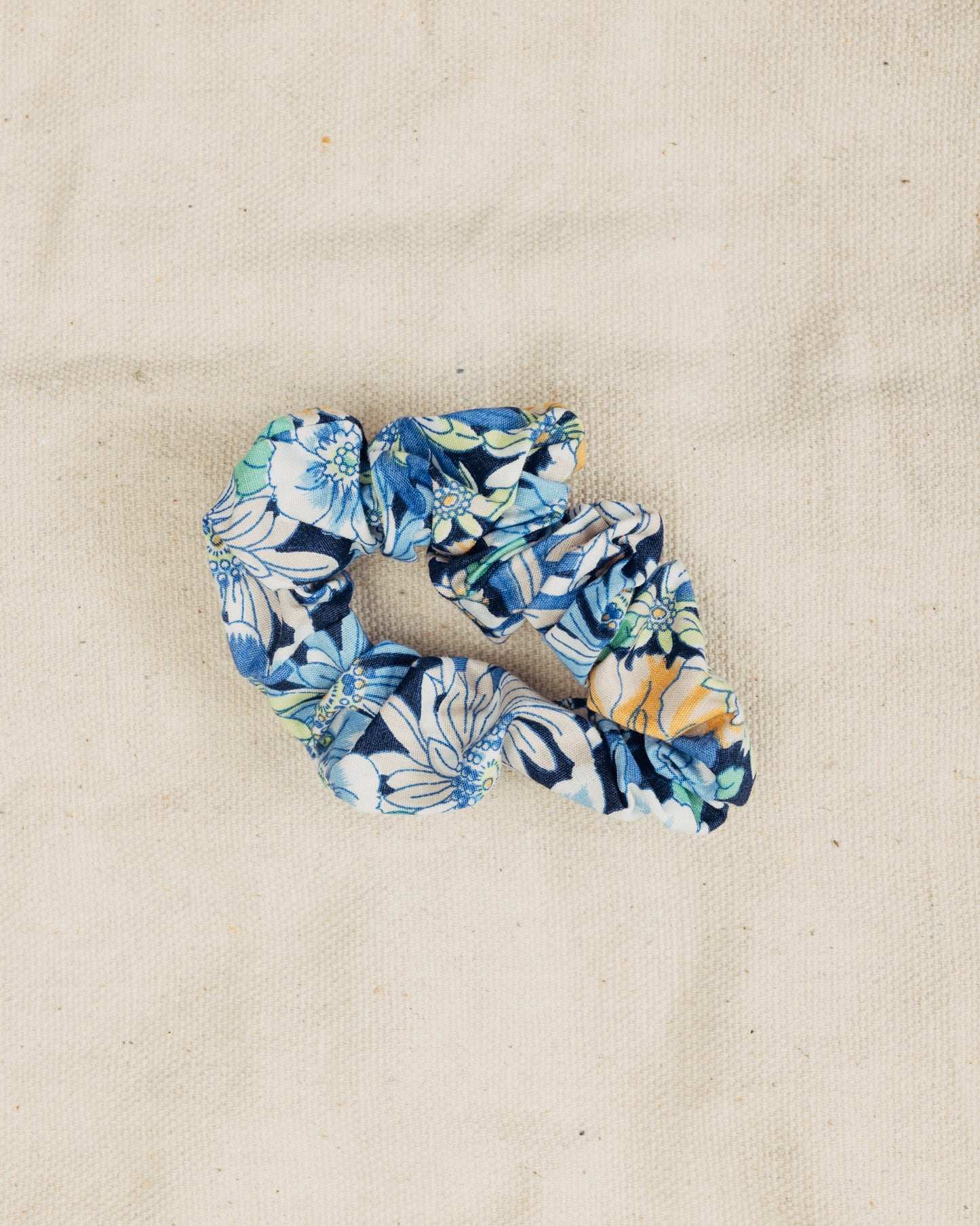 Blue Floral Scrunchie