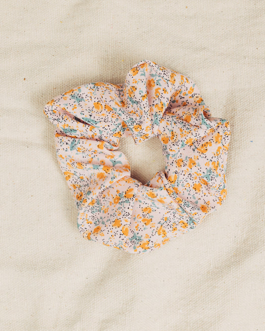 Pink and Orange Floral Scrunchie