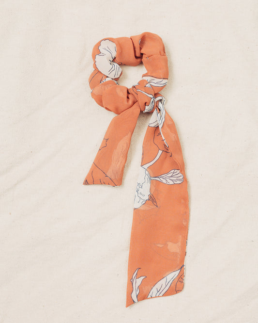Clay Floral Bow Scrunchie