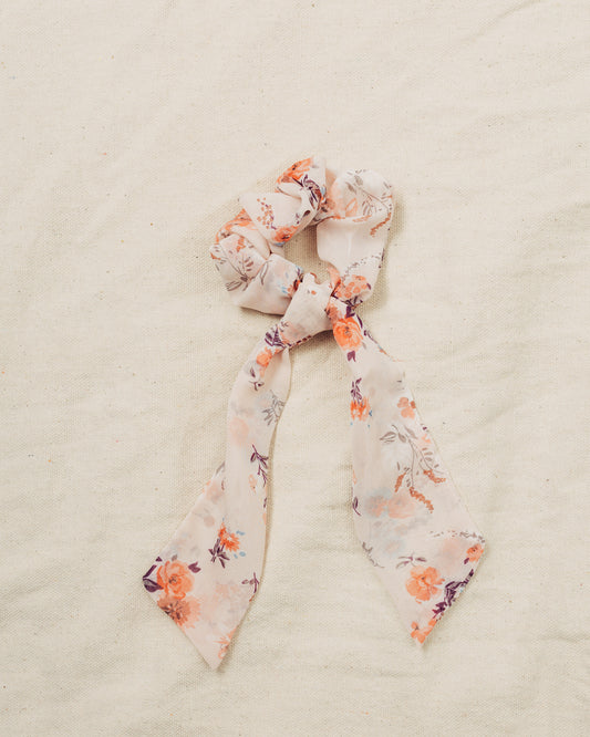Light Pink Floral Bow Scrunchie