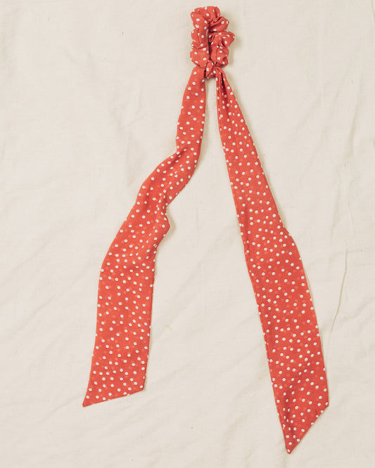 Pink Polka Dot Bow Scrunchie
