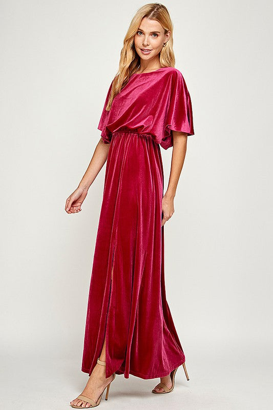 hot topic red velvet dress Burgundy Velvet Collar Dress