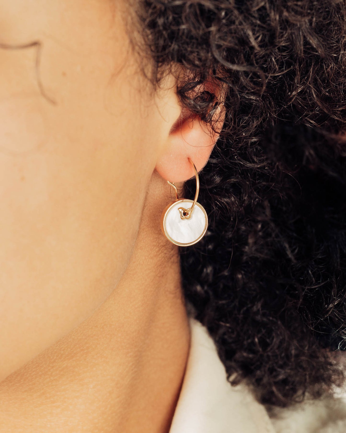Pearl Disc Hoop Earrings