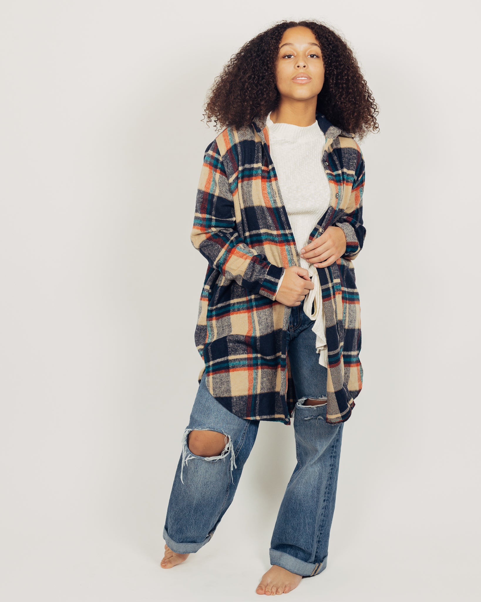 Perri Flannel Shacket || Navy + Tan – Alice Loves Clothes