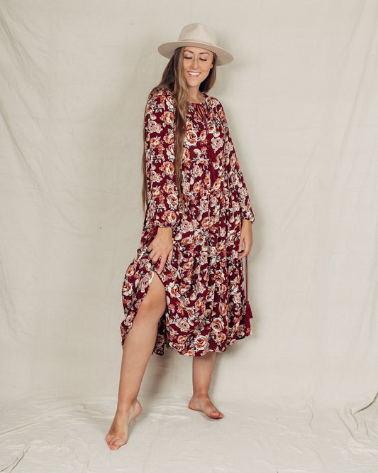 Ella Dress || Maroon