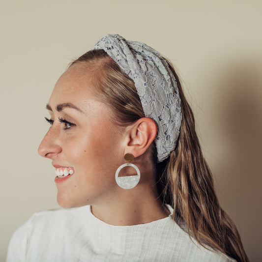 Grey Lace Headband