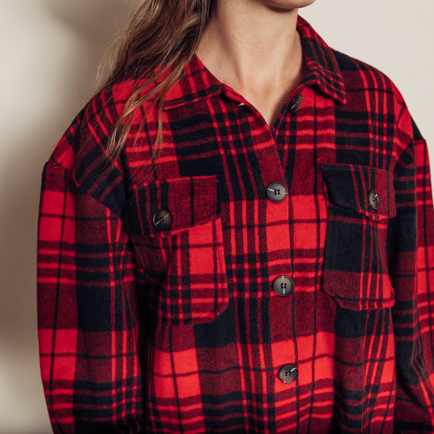 Pam Flannel Jacket || Red