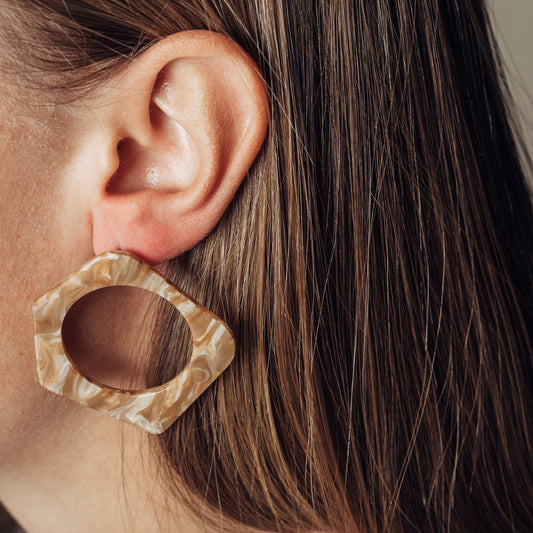 Tan Marbled Earrings