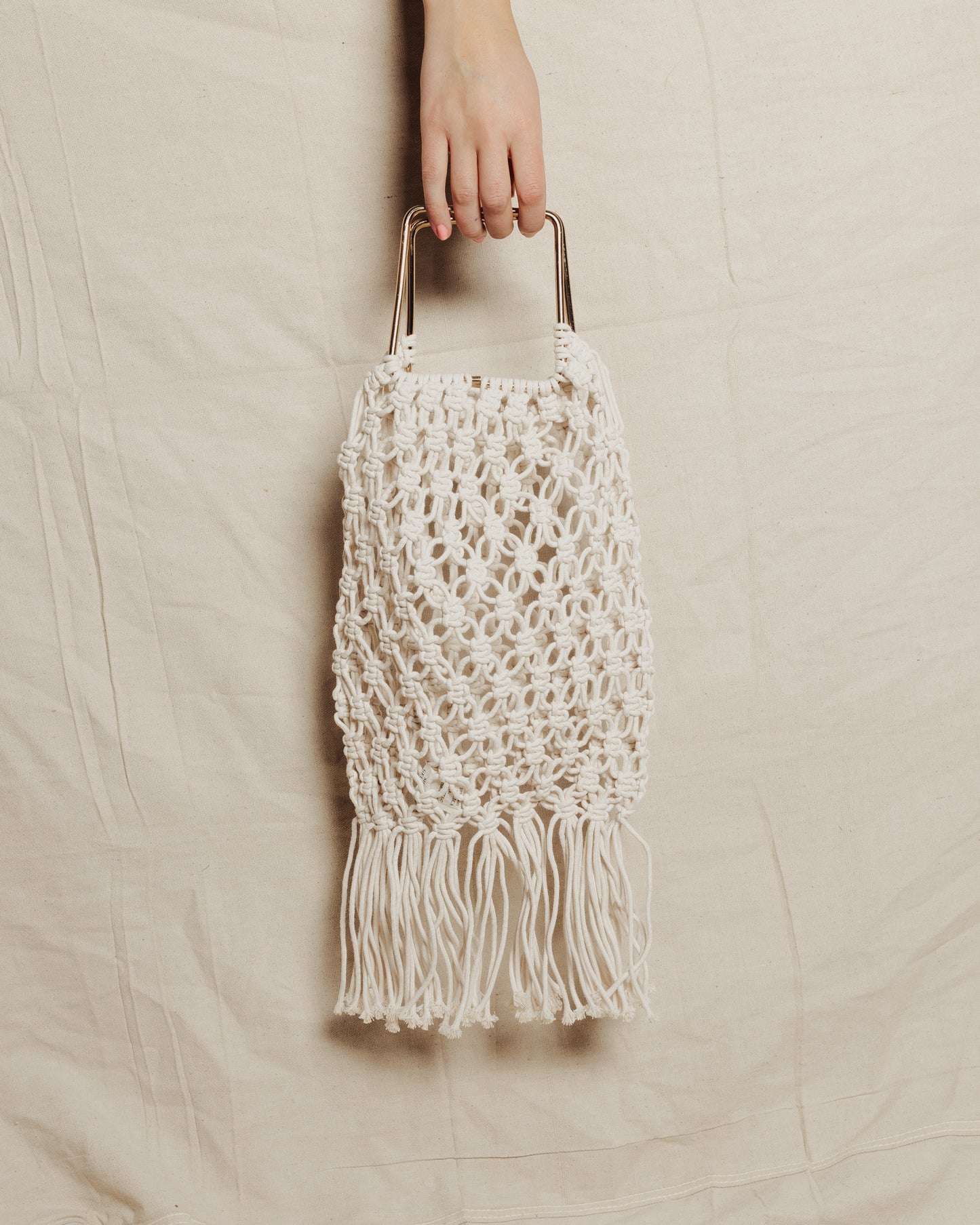 Crochet Knit Fringe Bag || Ivory