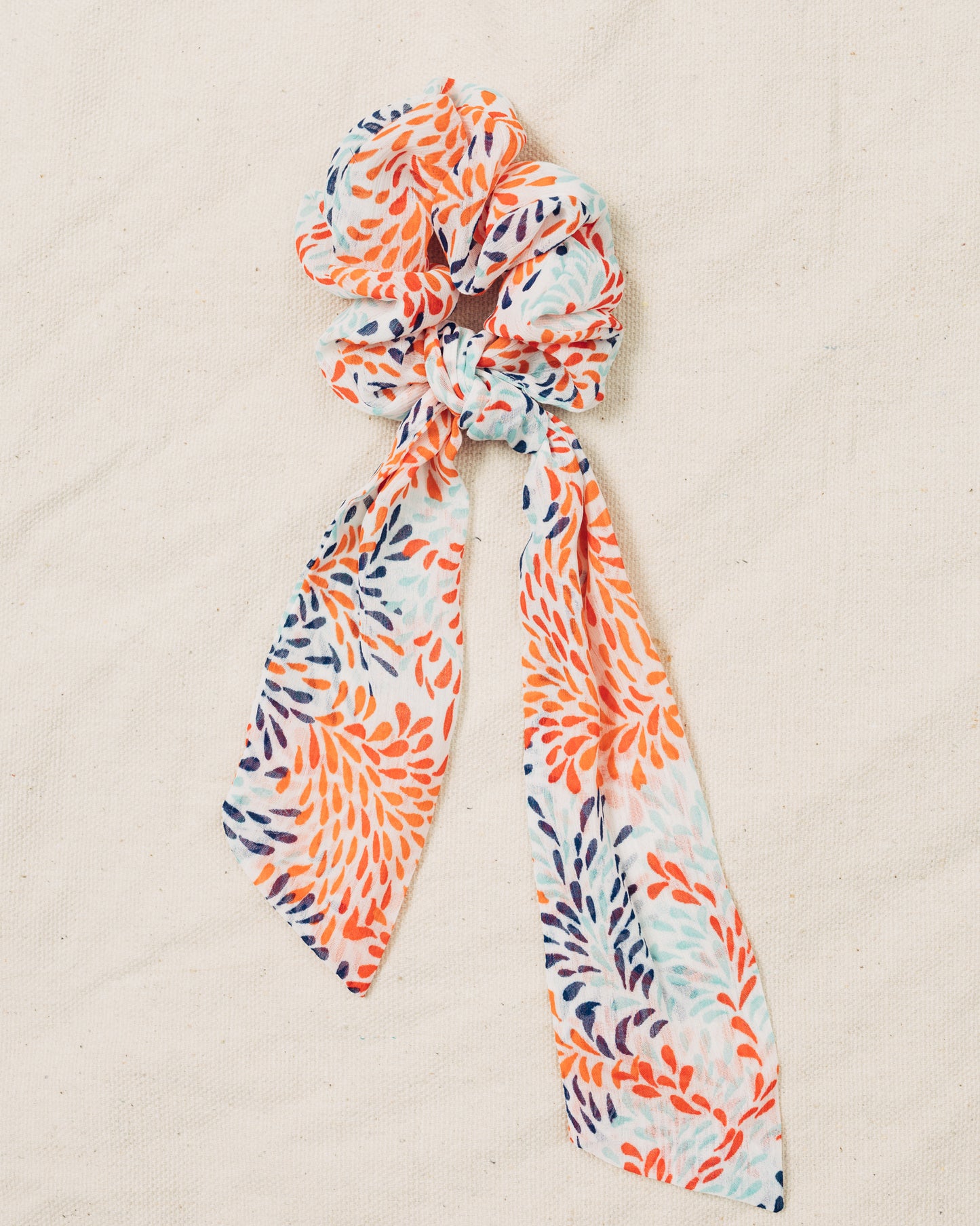 Blue, Pink and Orange Bow Scrunchie