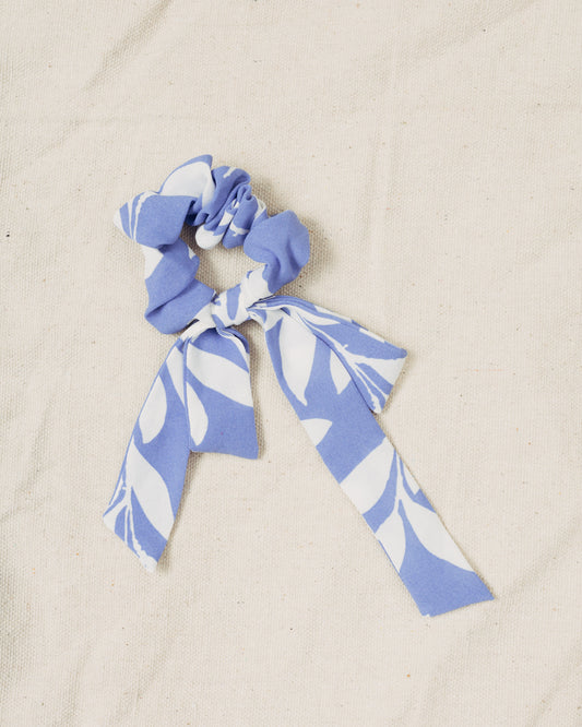 Blue and White Bow Scrunchie