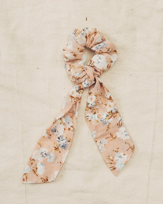 Pink and Blue Floral Bow Scrunchie