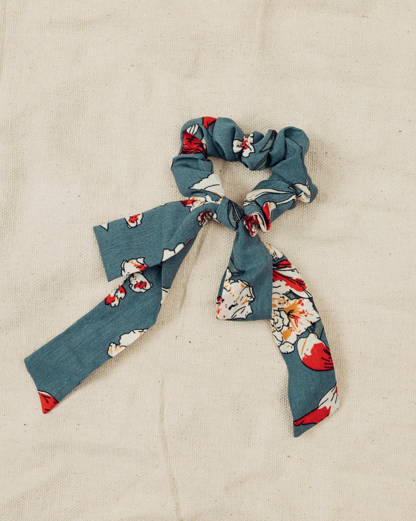 Blue and Red Bow Scrunchie