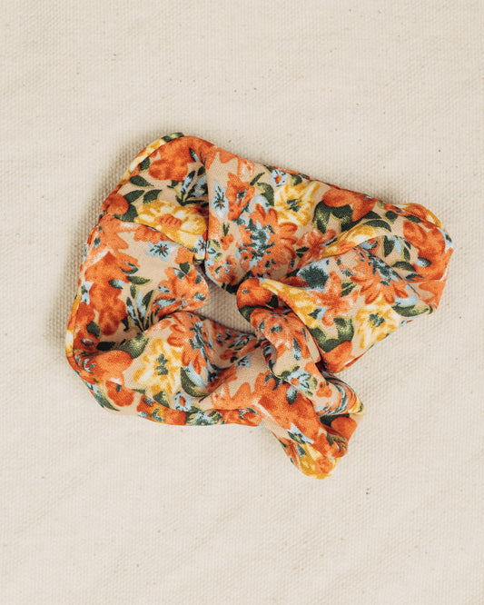 Tan Floral Scrunchie