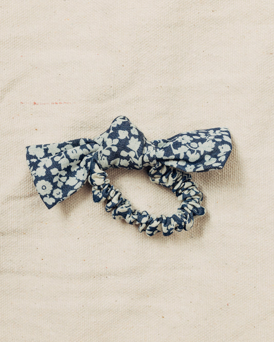 Denim Floral Bow Scrunchie
