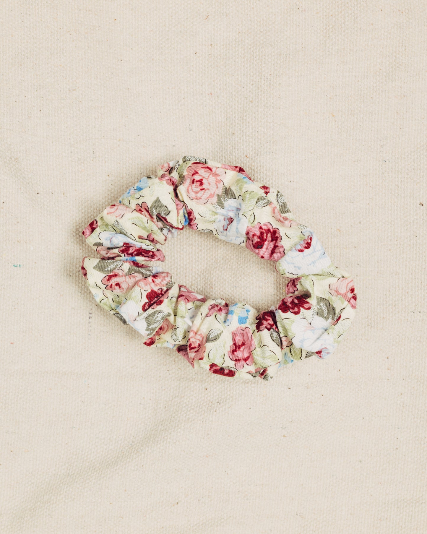 Maroon and Pink Floral Scrunchie