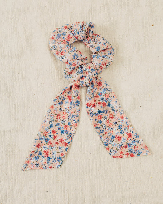 Pink and Blue Dainty Floral Bow Scrunchie